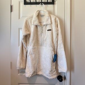 Columbia Cream Teddy pullover Plush Fuzzy Texture